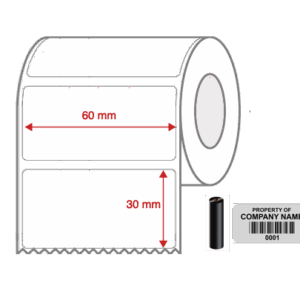 Thermal Transfer Blank Silver Mylar Label Rolls 60mm x 30mm Non Perforated