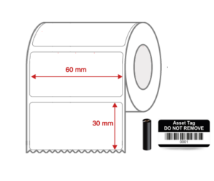 Thermal Transfer Blank WHITE Mylar Label Rolls 60mm x 30mm Non Perforated