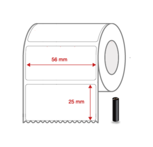Thermal Transfer Label Rolls 56mm x 25mm Non Perforated for Desktop Label Printers