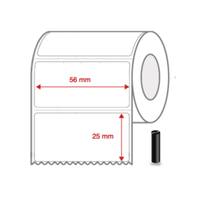 Thermal Transfer Label Rolls 56mm x 25mm Perforated for Desktop Label Printers