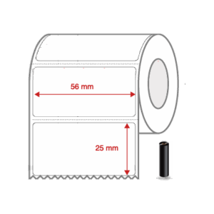 Thermal Transfer Label Rolls 56mm x 25mm Perforated for Desktop Label Printers