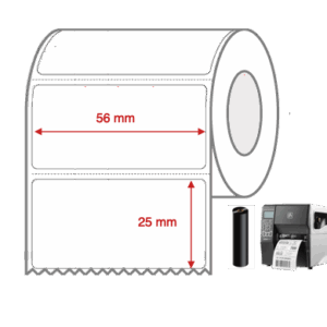 Thermal Transfer Label Rolls 56mm x 25mm Perforated for Industrial Label Printers