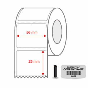 Thermal Transfer Blank Silver Mylar Label Rolls 56mm x 25mm Perforated 