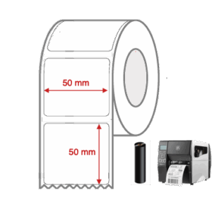 Thermal Transfer Label Rolls 50mm x 50mm Non Perforated for Industrial Label Printers