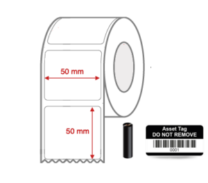 Thermal Transfer Blank WHITE Mylar Label Rolls 50mm x 50mm Non Perforated