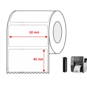 Thermal Transfer Label Rolls 50mm x 40mm Non Perforated for Industrial Label Printers