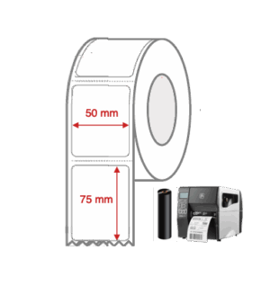 Thermal Transfer Label Rolls 50mm x 75mm Perforated for Industrial Label Printers