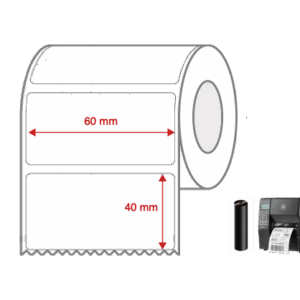 Thermal Transfer Label Rolls 60mm x 40mm Non Perforated for Industrial Label Printers