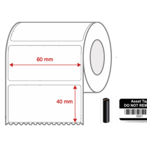 Thermal Transfer Blank WHITE Mylar Label Rolls 60mm x 40mm Non Perforated