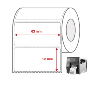 Direct Thermal Label Rolls 63mm x 23mm Perforated for Industrial Label Printers