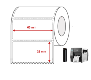 Thermal Transfer Label Rolls 63mm x 23mm Perforated for Industrial Label Printers