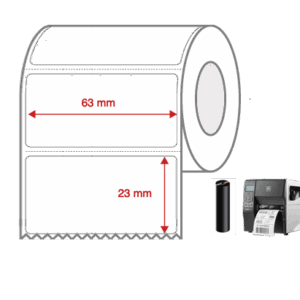 Thermal Transfer Label Rolls 63mm x 23mm Perforated for Industrial Label Printers