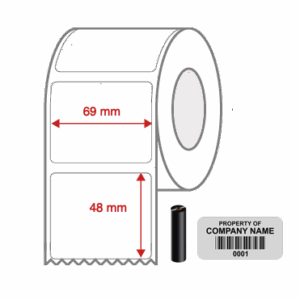 Thermal Transfer Blank Silver Mylar Label Rolls 69mm x 48mm Non Perforated