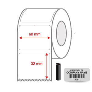 Thermal Transfer Blank Silver Mylar Label Rolls 60mm x 32mm Non Perforated