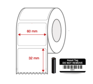 Thermal Transfer Blank WHITE Mylar Label Rolls 60mm x 32mm Non Perforated