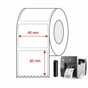 Thermal Transfer Label Rolls 40mm x 20mm Non Perforated for Industrial Label Printers