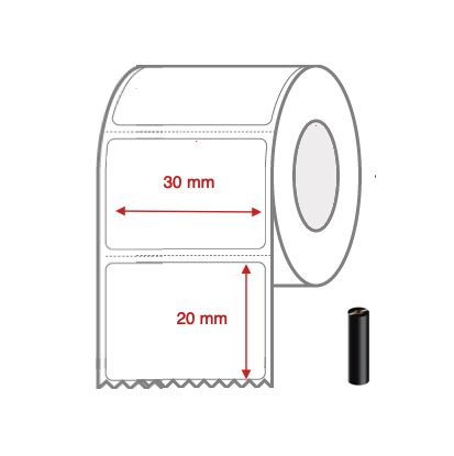 Thermal Transfer Label Rolls 30mm x 20mm Non Perforated for Desktop Label Printers
