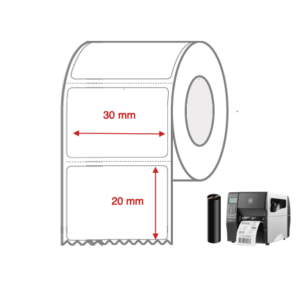 Thermal Transfer Label Rolls 30mm x 20mm Non Perforated for Industrial Label Printers