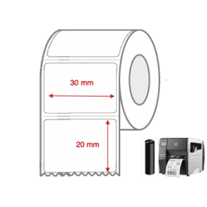 Thermal Transfer Label Rolls 30mm x 20mm Non Perforated for Industrial Label Printers
