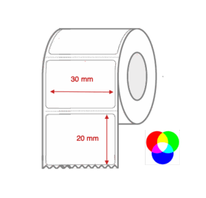 InkJet Label Rolls 30mm x 20mm Non Perforated for Inkjet Colour Label Printers