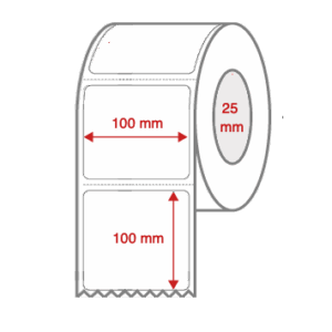 Cabinetry Label Rolls 100mm x 100mm x 25mm Direct Thermal Removable Perforated