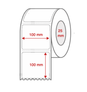 Cabinetry Label Rolls 100mm x 100mm x 25mm Direct Thermal Removable Perforated
