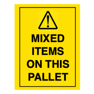 80×124 MIXED ITEMS ON THIS PALLET Fluro Yellow Warning Label Roll Black Printed W80124FMI