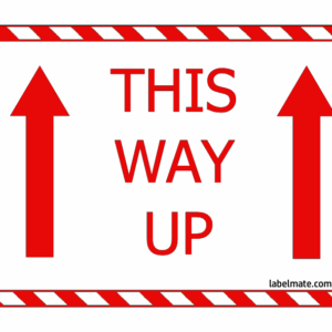 100×75 THIS WAY UP White and Red Warning Label Roll Black Printed W10075WR