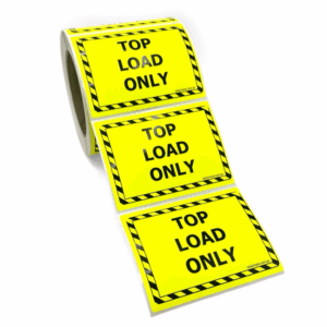 100×75 TOP LOAD ONLY Fluro Yellow Warning Label Roll Black Printed W10075YTL 